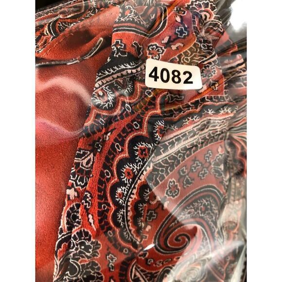 Thurley Golders Dress Paisley Boho Long Balloon Sleeve V-Neck A-Line Midi Red 4 - Picture 13 of 13